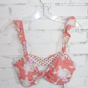 Dippin Daisy Floral/Polka Dot Bikini Top NWT